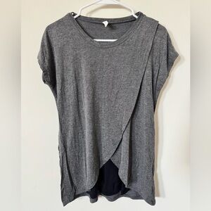 PinkBlush Charcoal Grey and Black Layered Wrap Front Maternity Nursing Top